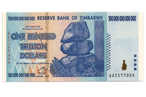 Zimbabwe 100-trillion dollar banknote