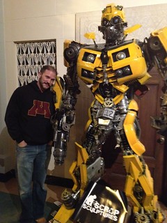 Charlie with a scrap artist's version of Bumblebee