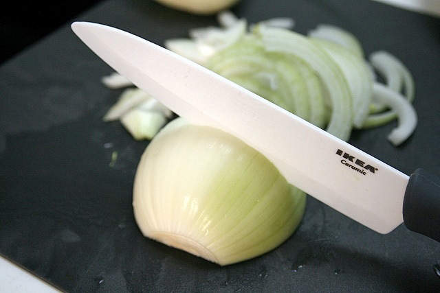 IKEA Bagig Ceramic Knife - it's sharp but the thick blade does require some strength