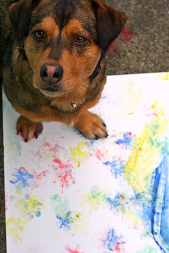 144. "Arts and Crafts" - Our dogs all have some form of inner artist - paw prints, "carved" sticks, home "redecorations", etc. Show us your dog's handiwork today! - last day Mar 29 