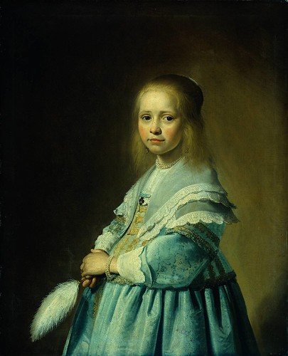 Jan Verspronck - Girl Dressed in Blue [1641] by Gandalf's Gallery