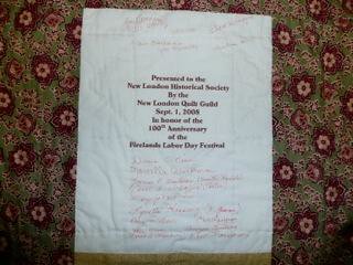 Back of Historical Society's quilt