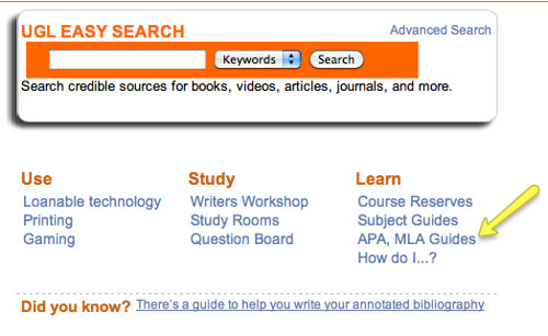 Style guides are linked to on UGL page under heading 'Learn'