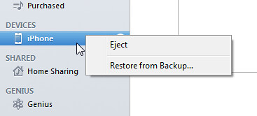 Restore backup iTunes