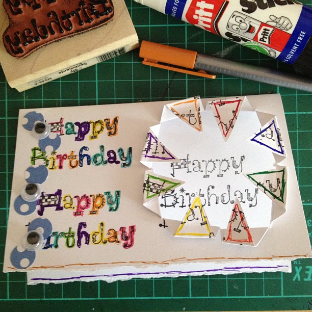 I bought someone at work a wreck this journal 1.5 weeks ago and still don't have it! Made the card from images I've seen, one word, colour outside the lines, holes, circles