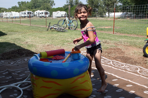 Kaidence has fun in her new pool at our campground which is new to us this year