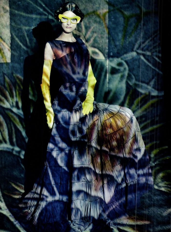 Vogue Italia, March 2012 — A Lady in Spring — Marie Piovesan by Paolo Roversi and styling by Panos Yiapins — Piovesan wears Dior Spring/Summer 2012 Haute Couture