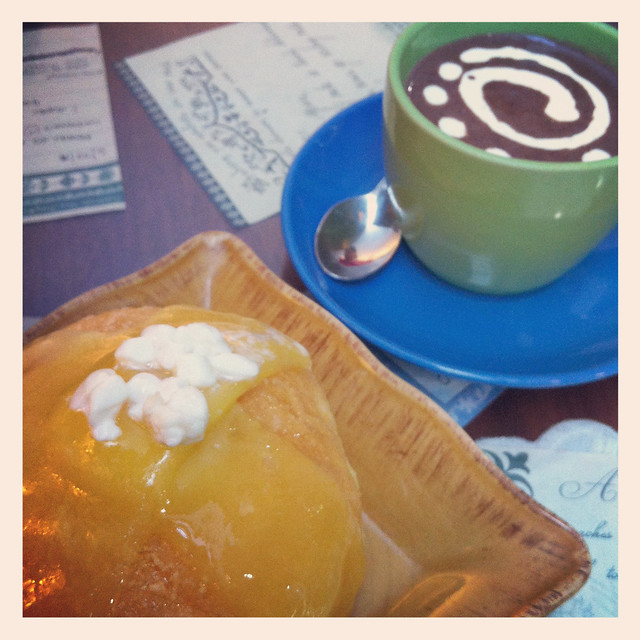 Cafe Mary Grace Three Cheese Ensaymada and Mint Hot Chocolate