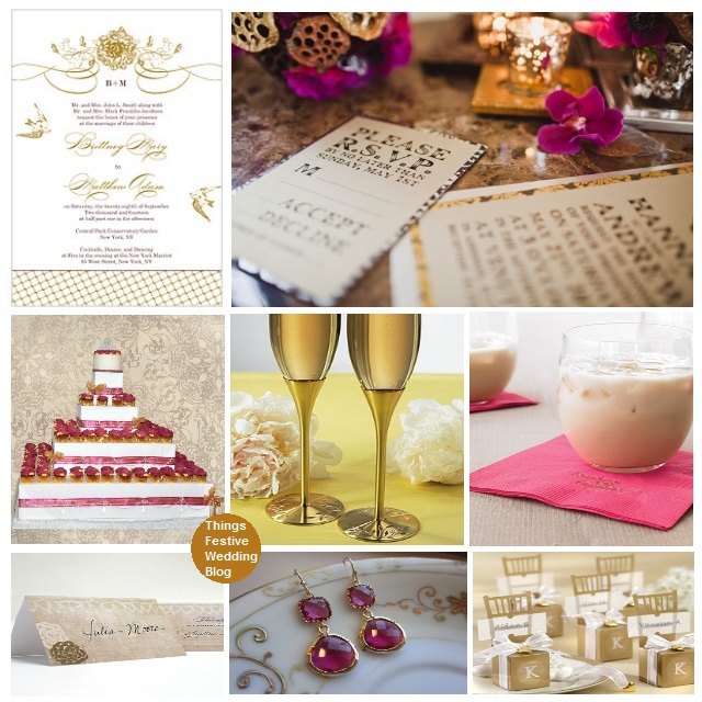 Invitation Toasting flutes Place cards Gold chair favor boxes place 