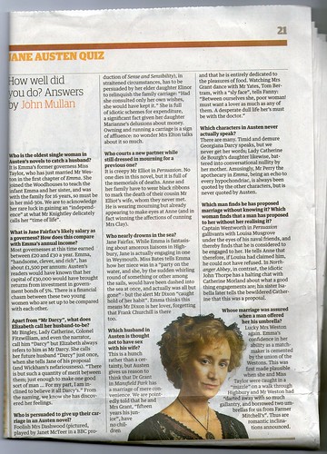 The Guardian's Jane Austen quiz answers