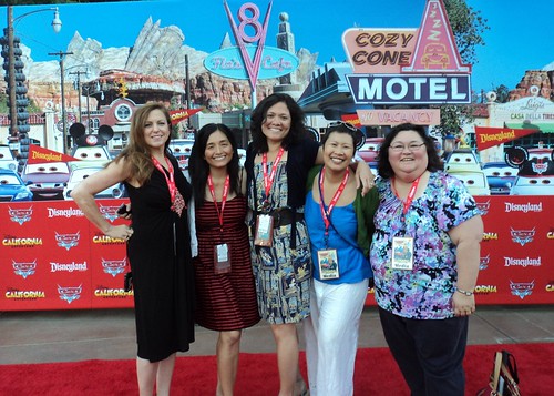 bonggamom and friends on the Disneyland Cars Land Red Carpet
