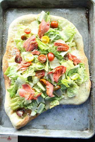 Salmon Cesar Salad Pizza