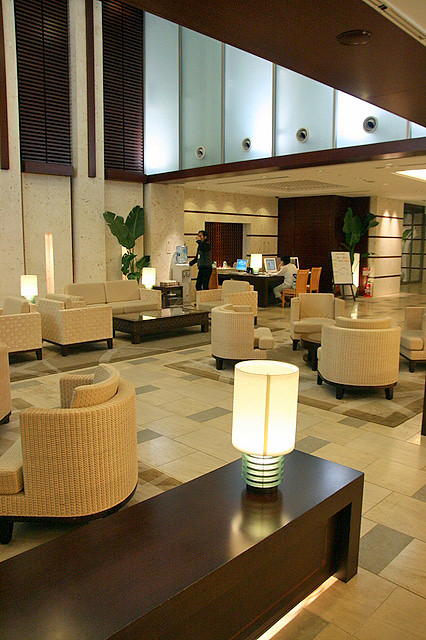 Lobby of JAL City Hotel Naha - there's wi-fi here, and three Internet PC terminals