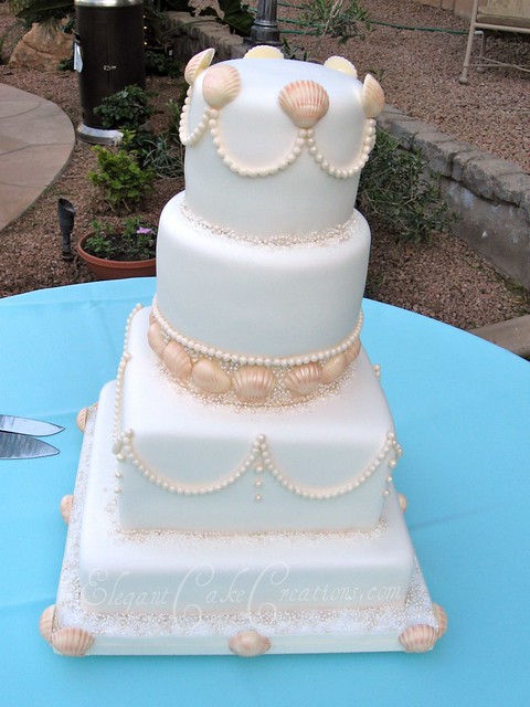 Elegant Pearl Wedding Cake Bride wanted the cake to have clean lines and a