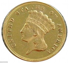 1870s three dollar gold