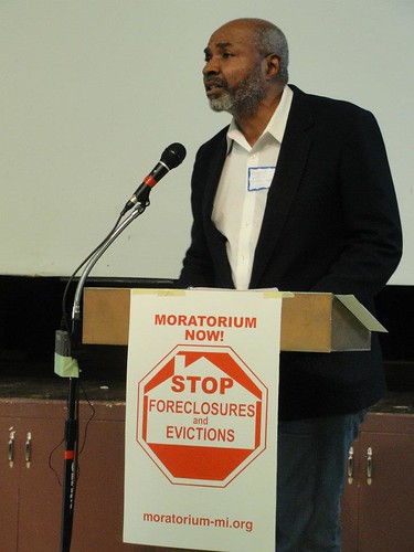 Abayomi Azikiwe, editor of the Pan-African News Wire, addressing the National Conference for a Moratorium on Foreclosures in Detroit March 31, 2012. Azikiwe outlined the economic crisis that has evolved over the last four decades. (Photo: Bryan Pfeifer) by Pan-African News Wire File Photos