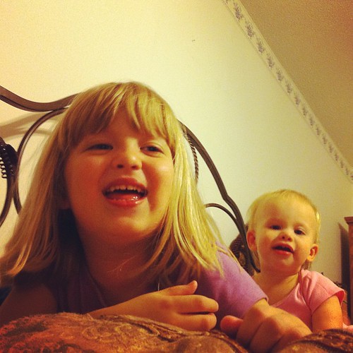 Day 12: My girls from a low angle #photoadayjune . (I was on the floor, they were on the bed.)