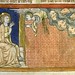 Saint Jean---seven trumpets of the Apocalypse. France 1220-70. miniature, Bib. de Toulouse. 