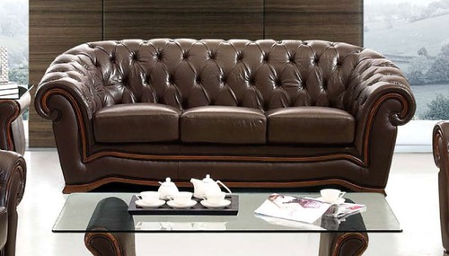 brown leather chesterfield couch 3-seater