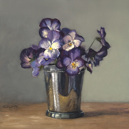 Pansies in a Silver Cup