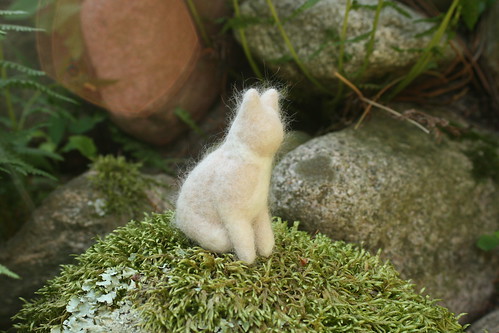 Needle Felted Cat Figure with Real Cat Hair and Wool