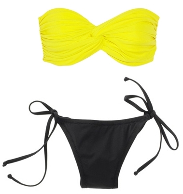 solid string and bright bikini swimsuit