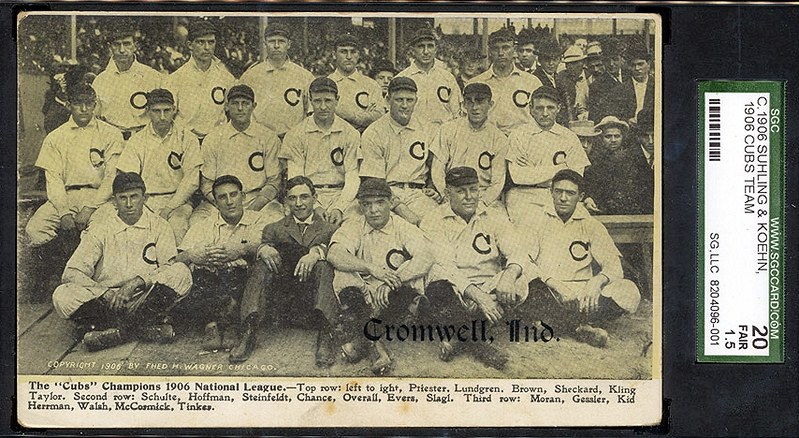 1906 Suhling & Koehn Cubs Team Postcard (Cromwell, Ind. overprint)