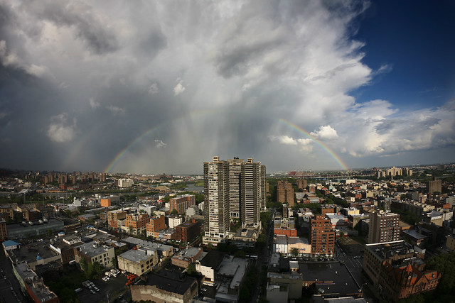 city, rainbow