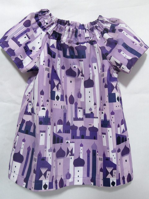 purple cityscape tunic