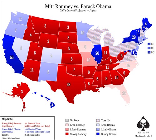 Electoral Map (Obama-Romney) - 3/13/13