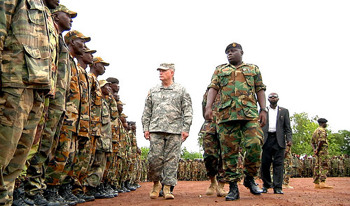 United States Army Africa (USARAF) inspects troops from the Republic of Sierra Leone Armed Forces (RSLAF) in Freetown. AFRICOM trained 1,000 troops from the West African state for deployment to Somalia to participate in AMISOM. by Pan-African News Wire File Photos