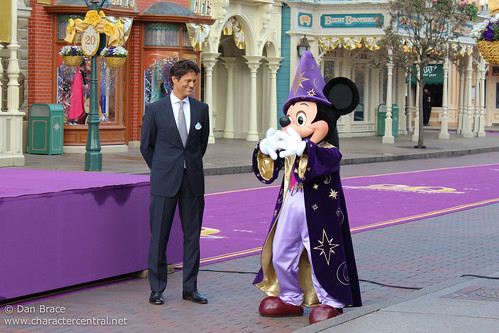 Mickey joins EuroDisney SCA President & CEO Phillipe Gas for the opening ceremony