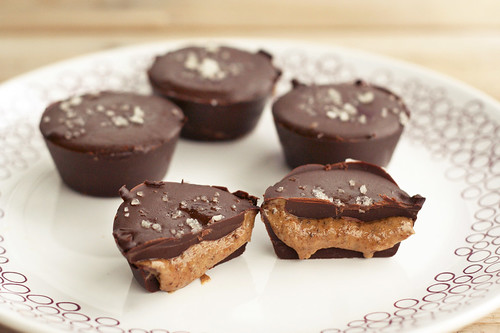 Dark Chocolate, Almond Butter Mini-Cup with Sea Salt, Gluten-free, Vegan + Refined Sugar-free