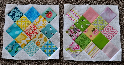 first 2 granny square quilt blocks