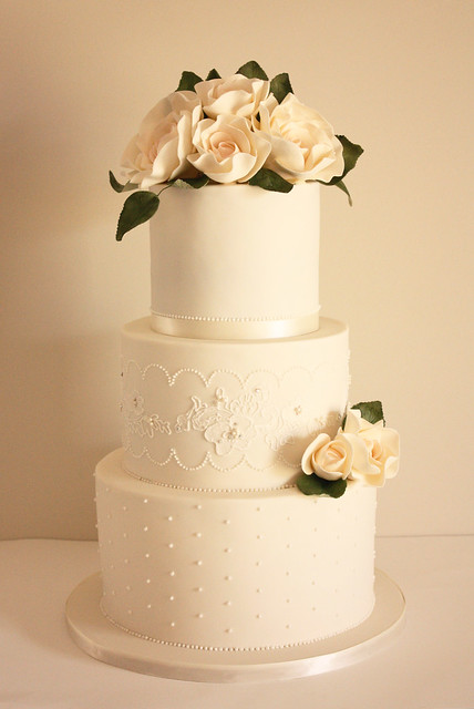 Ivory and lace wedding cake We had a few of our gorgeous brides get married 