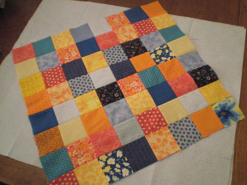 Finished patchwork with backing material