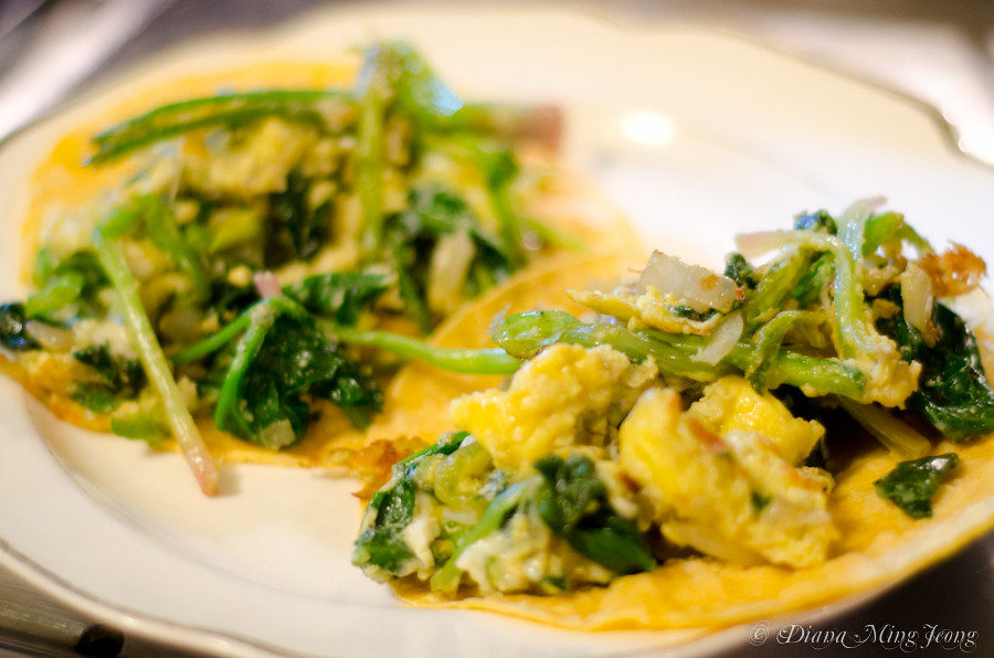 Spinach & Egg Corn Enchiladas with Green Chili Sauce