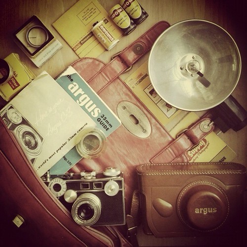 What's in our grandfather's camera bag in mid 50s?