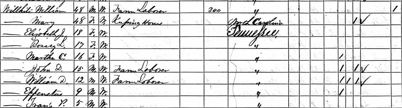 1870 Census Mary McGibboney