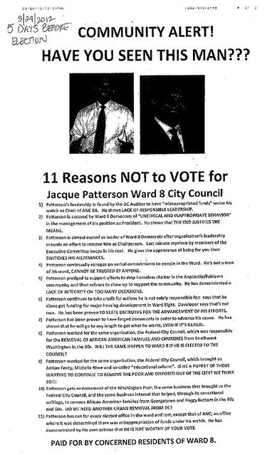 Anti Jacque Patterson election flyer