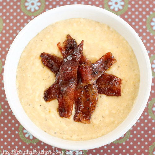 Baked Cheese Grits w/Muscovado Glazed Bacon