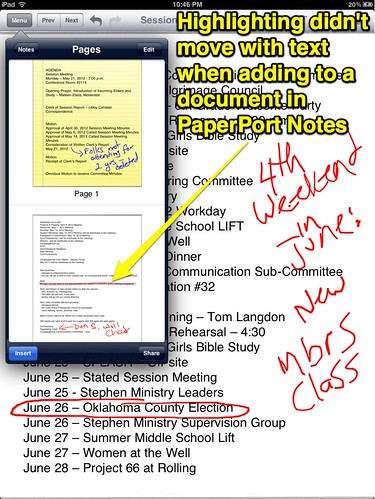 Highlighting in PaperPort Notes for iPad
