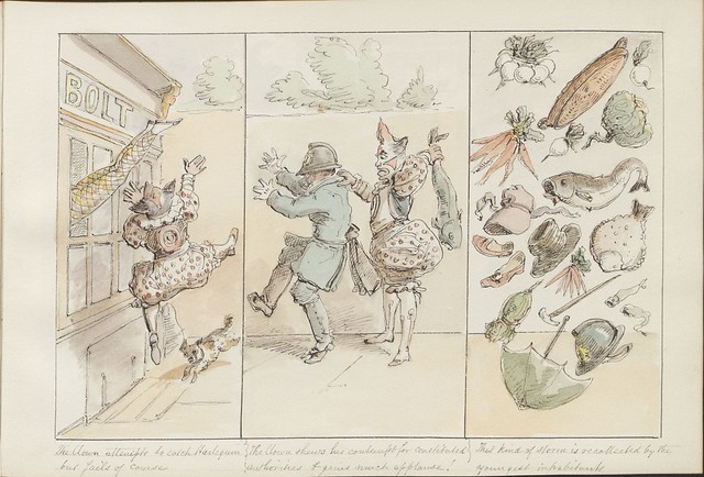 Pantomime as it was is and will be by Alfred Crowquill (aka Alfred H Forrester) - 1849 - (The clown attempts to catch Harlequin...) - courtesy Harvard U
