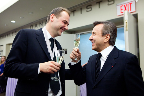 Chefs Daniel Hum & Daniel Boulud, toasting to Humm's win for James Beard Award 2012 Winner: Outstanding Chef