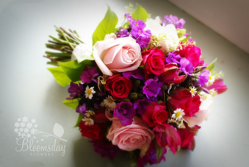 vibrant bridal bouquet by bloomsdayflowers on Flickr