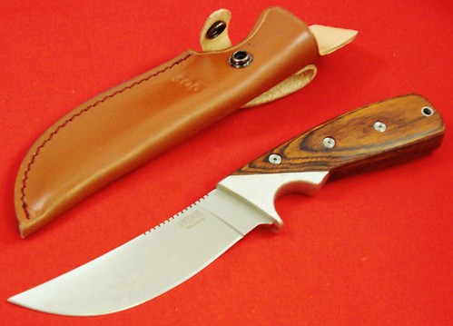 SOG Woodline (Large) Fixed 4.8" Satin Plain Blade, Wood Handles