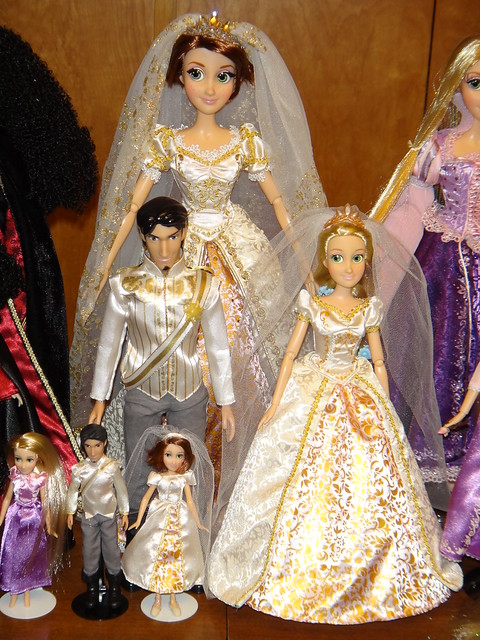 Disney Tangled Doll Group Portrait 3 17'' 12'' and 6'' Wedding Dolls