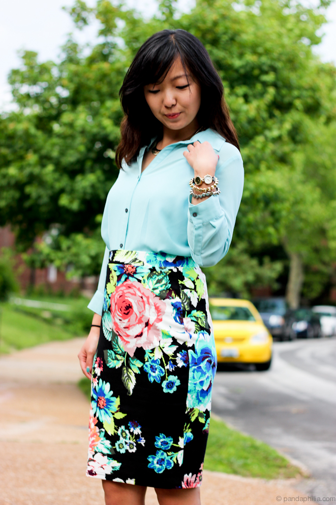 mint and neon florals