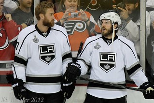 Jeff Carter, left, and Mike Richards, right, will want to get past their Pacific Division rivals, the San Jose Sharks, in the second round. (MR_53/Creative Commons)