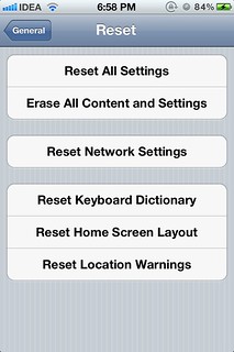 Reset Settings iOS 5.1.1